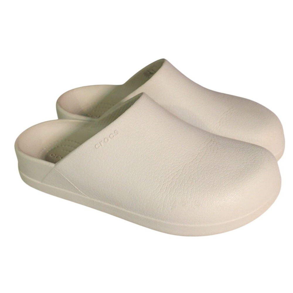 Crocs Dylan Platform Clogs Womens Size 8 Beige Chunky Shoes Slip On Lightweight